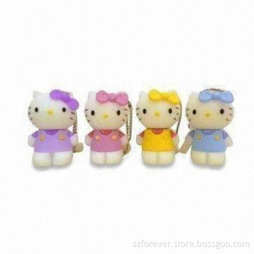 Hello Kitty USB Flash Memory, Made of PVC, Logo Printed Free, Customized Designs Welcomed